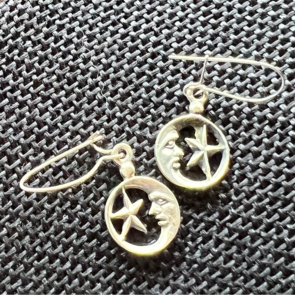 Silver Moon and Star Earrings